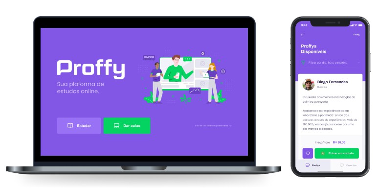 A proffy - an online study platform that helps people find teachers online built with modern frontend techniques for responsive and reusable UI.