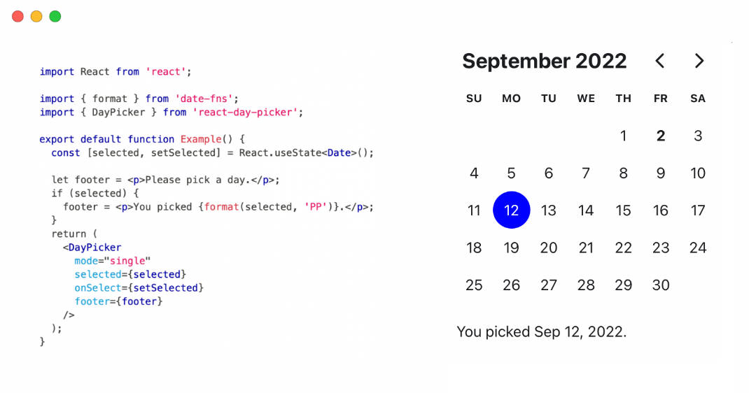 A react daypicker: a versatile and customizable date picker component for react built with modern frontend techniques for responsive and reusable UI.