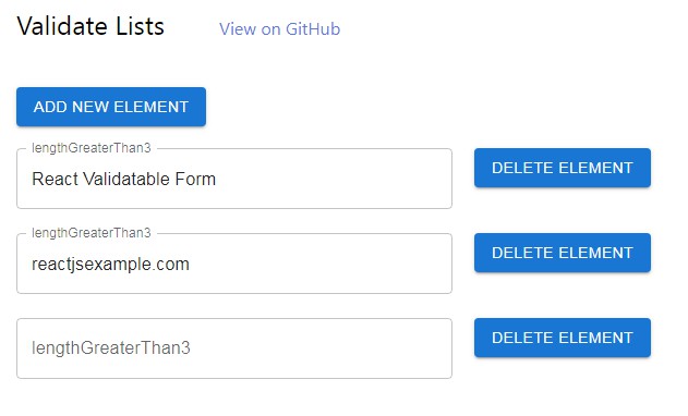 A react validatable form hook that is used to create dynamic client side validations on react forms built with modern frontend techniques for responsive and reusable UI.