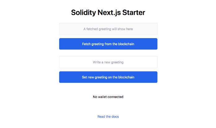 A a full-stack dapp starter built on ethereum (solidity) with next.js (react) built with modern frontend techniques for responsive and reusable UI.