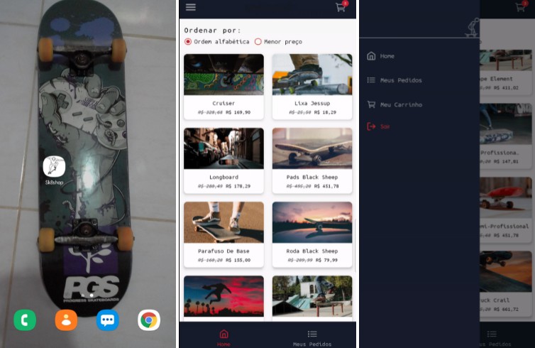 A sk8shop: e-commerce developed with react native built with modern frontend techniques for responsive and reusable UI.