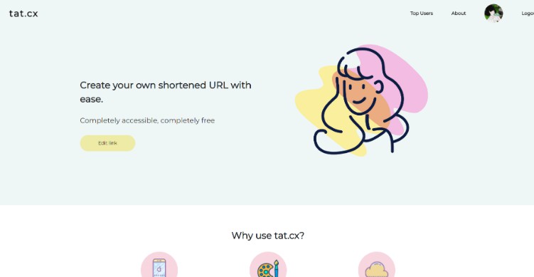 A tat.cx - a fullstack app which is a link shortener website similar to that of linktr.ee built with modern frontend techniques for responsive and reusable UI.