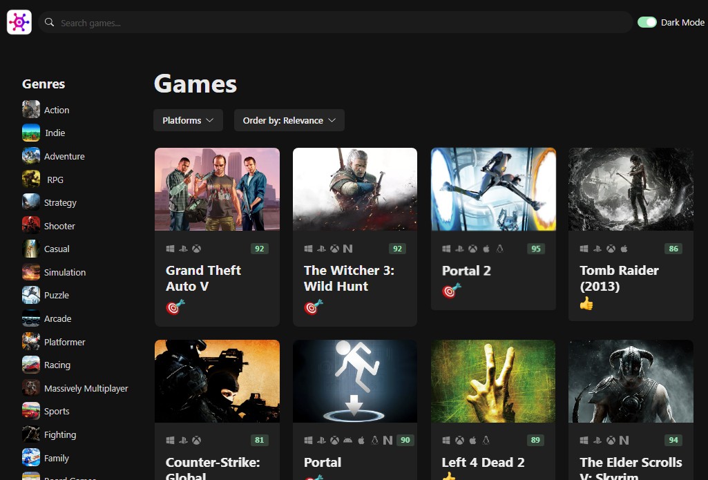 A a gaming app using react and typescript built with modern frontend techniques for responsive and reusable UI.