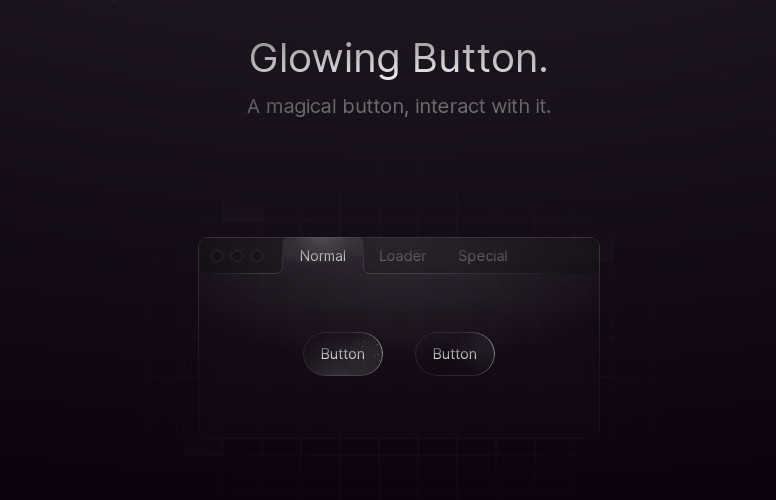 A a glowing transparent button animation experiment with react built with modern frontend techniques for responsive and reusable UI.