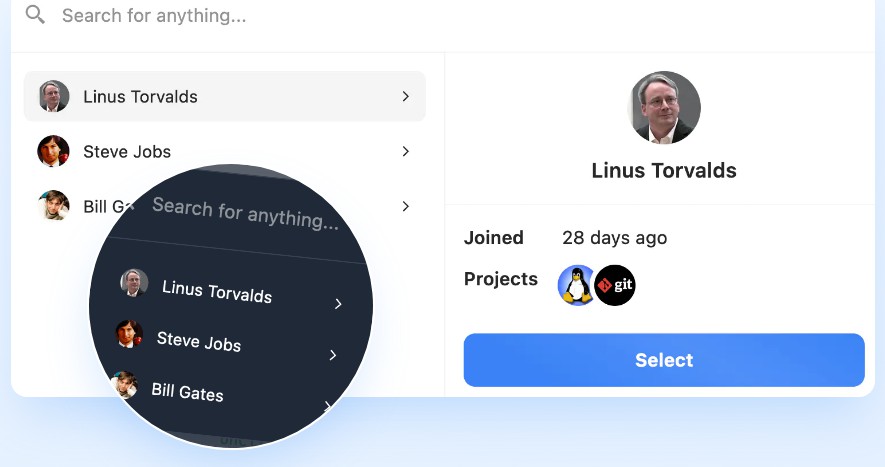 A a good-lookin' and customizable search palette component for react built with modern frontend techniques for responsive and reusable UI.