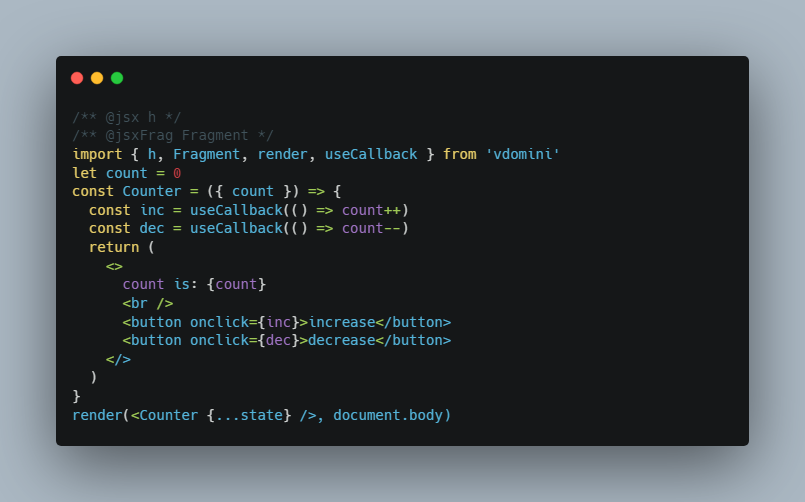 A vdomini : a mini jsx virtual dom built with modern frontend techniques for responsive and reusable UI.