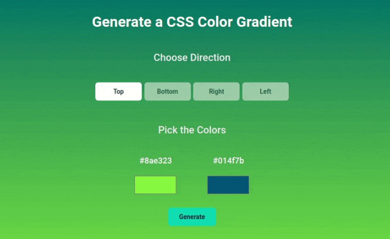A a gradient generator app built with react.js built with modern frontend techniques for responsive and reusable UI.
