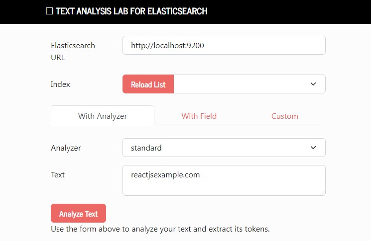 A a graphical user interface for the elasticsearch analyze api built with modern frontend techniques for responsive and reusable UI.