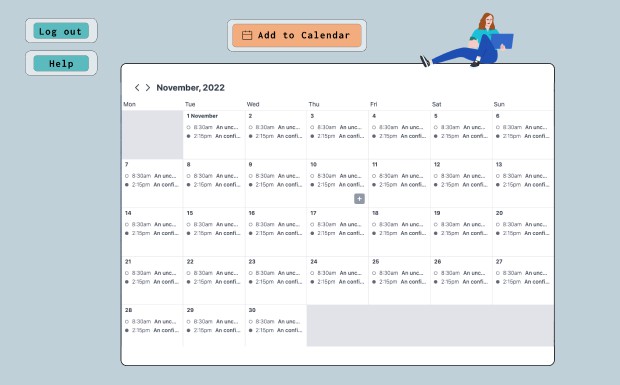 A a group calendar application using the mern stack intended to bring discord communities closer built with modern frontend techniques for responsive and reusable UI.