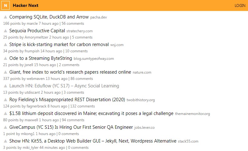 A a hacker news built with next.js and react server components built with modern frontend techniques for responsive and reusable UI.