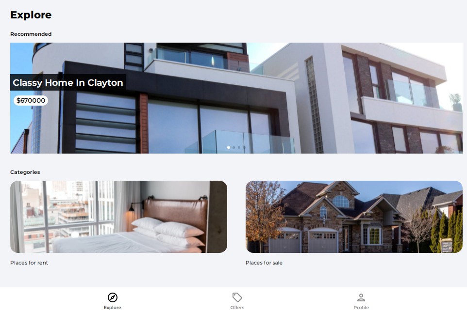 A a house marketplace app built with javascript/react vite built with modern frontend techniques for responsive and reusable UI.
