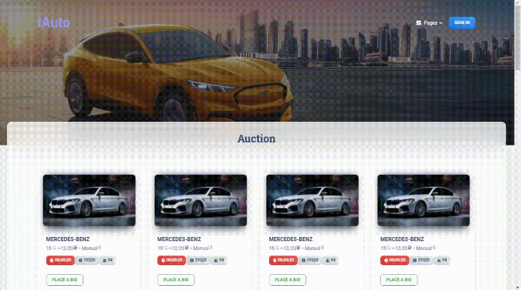 A a landing page of car auction site with react built with modern frontend techniques for responsive and reusable UI.