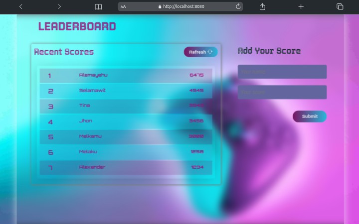 A a leaderboard list app built using react.js built with modern frontend techniques for responsive and reusable UI.