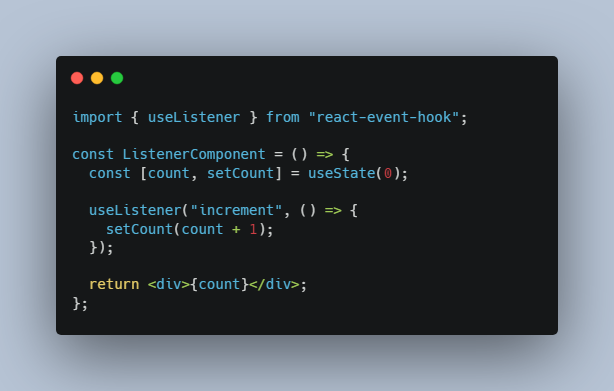 A a library for emitting and listening to events in a react application built with modern frontend techniques for responsive and reusable UI.