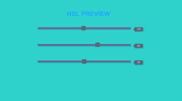 A hsl preview (range slider) built with modern frontend techniques for responsive and reusable UI.