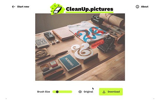 A a react app to quickly cleanup or remove objects in any image built with modern frontend techniques for responsive and reusable UI.