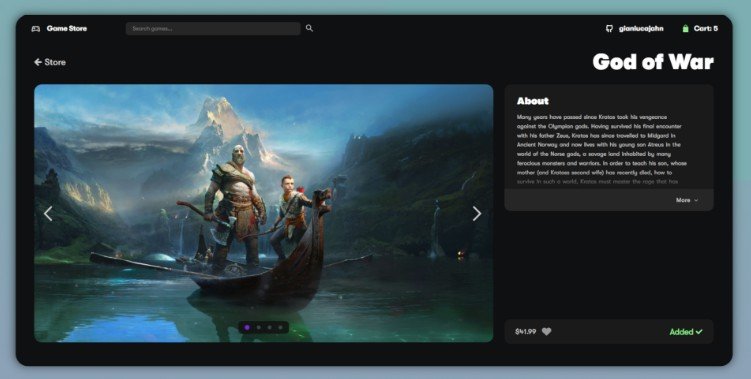 A an e-commerce store, imitating a game store, built with react built with modern frontend techniques for responsive and reusable UI.