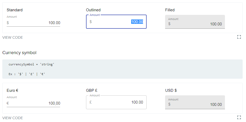 A currency textfield for react material ui built with modern frontend techniques for responsive and reusable UI.