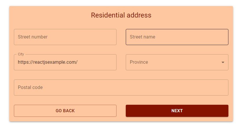 A basic forms flow to collect customers' addresses, built with react built with modern frontend techniques for responsive and reusable UI.