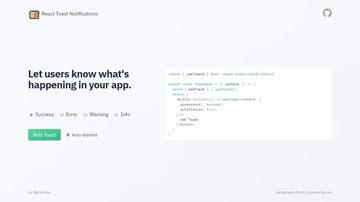 A react toast notifications built with modern frontend techniques for responsive and reusable UI.
