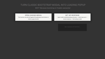 A simple bootstrap modal spinner/loader built with modern frontend techniques for responsive and reusable UI.