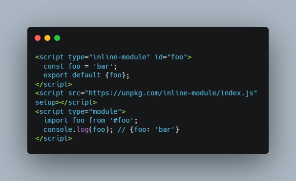 A a simple way of loading inline es-modules on modern browser built with modern frontend techniques for responsive and reusable UI.